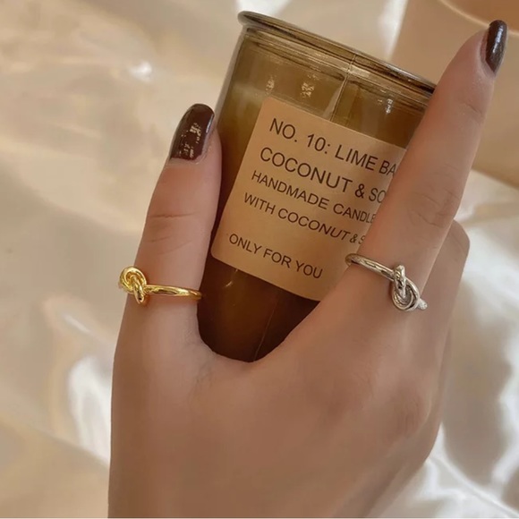 NEW GOLD KNOTTED 925 STERLING SILVER ADJUSTABLE RING, CUTE RING, SHINY RING. - Picture 2 of 5